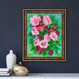 Original Acrylic cherry blossom, contemporary art floral painting Impressionism
